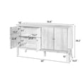 thumbnail image 2 of FFZ Vintage Sideboard Buffet 56.8x18x34.2 inch 4-Door Storage Cabinet with Metal Handles Acacia Veneer, Brown, 2 of 14