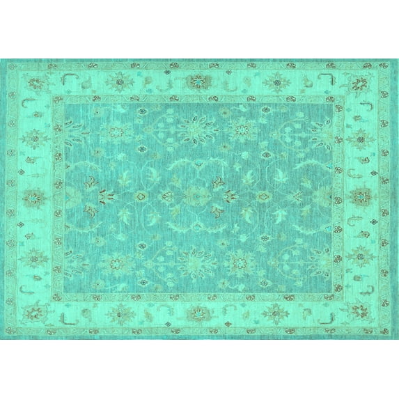 Ahgly Company Indoor Rectangle Persian Turquoise Blue Traditional Area Rugs, 3' x 5'