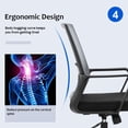 thumbnail image 6 of CL.HPAHKL Ergonomic Mesh Office Chair, Modern Executive Computer Desk Chair, Comfy Mid Back Swivel Task Chair with Fixed Armrests, Adjustable Height & Tilt for Home Office, Gray, 6 of 8