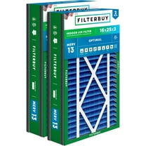 Filterbuy 16x25x3 MERV 13 Health Defense, Pleated HVAC AC Furnace Air Filters for Trion Air Bear, Lennox X0581, and More (2-Pack)