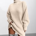 thumbnail image 4 of Suéter de cuello medio alto para mujer suéter suave minivestido jersey ropa informal para mujer, 4 of 8