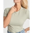 thumbnail image 4 of Real Essentials 3 Pack: Women's Round Neck Short Sleeve Ribbed Shapewear Bodysuit Shirt Tops - (Available in Plus Size), 4 of 6