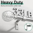 thumbnail image 5 of 2 Pack Silver Curtain Rods for Windows 48 to 84 inch,1" Adjustable Heavy Duty Window Curtain Rod with Leaf Finials,Rustic Decorative Drapery Rods Set,Size:36-88'', 5 of 17