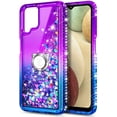 thumbnail image 2 of Nagebee Case for Samsung Galaxy A42 5G with Tempered Glass Screen Protector (Full Coverage), Sparkle Glitter Liquid Bling Diamond [Ring Holder & Wrist Strap] Women Girls Cute Case (Purple/Blue), 2 of 6