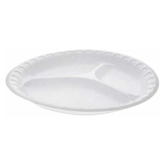 Placesetter Foam Dinnerware Plates - 3-Compartment, 10.25" White Plates - Bulk 540 Count - Non-Laminated, Economical Disposable Plates for Catering & Events