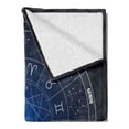 thumbnail image 2 of Astrology Soft Flannel Fleece Throw Blanket, Zodiac Horoscope Chart in Wheel Shape Dates in Space Dots Image, Cozy Plush for Indoor and Outdoor Use, 50" x 70", Dark Blue and White, by Ambesonne, 2 of 5