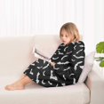 thumbnail image 4 of Black Halloween Bats with White Blanket Hoodies for Kids 6-13YR Oversize Wearable Blanket Hoodies for Boys Girls Teens, 4 of 7