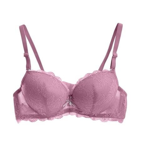 Jgppe Womens Lace Bra Soft Underwire Strappy Padded Full Coverage High Support Gathered Push up Bra