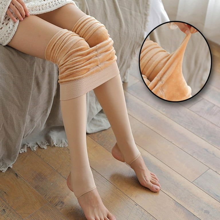 Women's Winter Warm Fleece Lined Thick Thermal Full Foot Tights Pants  Stockings