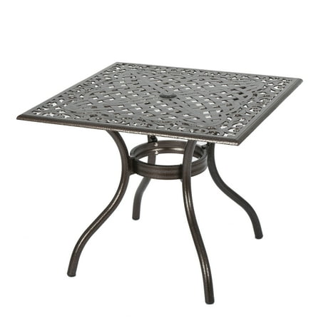- Positano Outdoor Cast Aluminum Square Table, Hammered Bronze