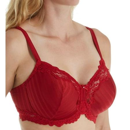 

Women s Lunaire 15211 Whimsy Barbados Lace Demi Bra (Red Stripe 36DD)