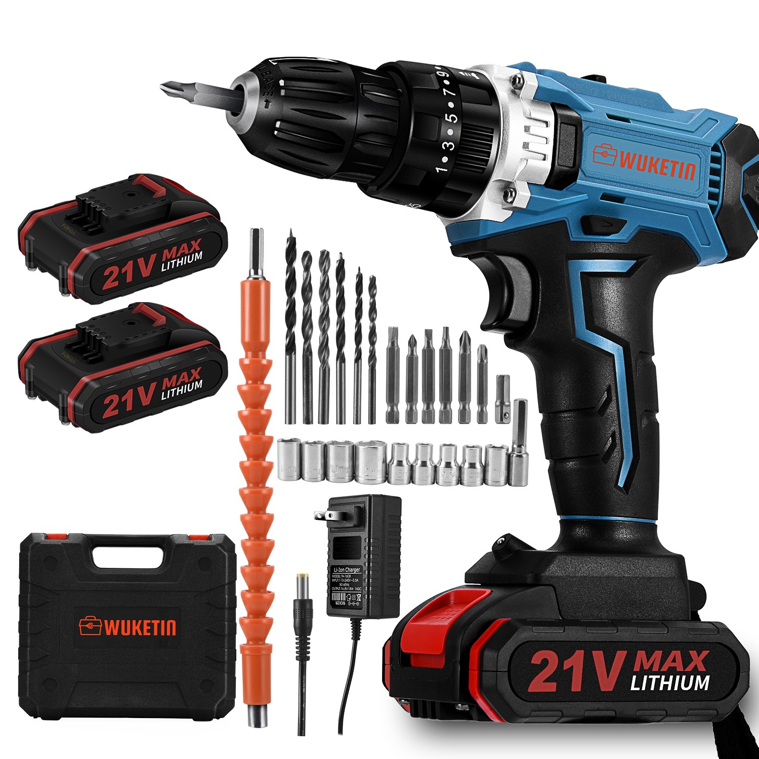 21 Volt Cordless Drill 3/8 inch, Impact Driver Kit 1.5Ah LiIon Battery