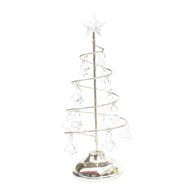 Mistaha Christmas Tree Lights Metal Spiral Xmas Tree Lamp Desktop Tree Light with Crystal Pendant Decorative Table Lamp Mini Christmas Tree Decoration