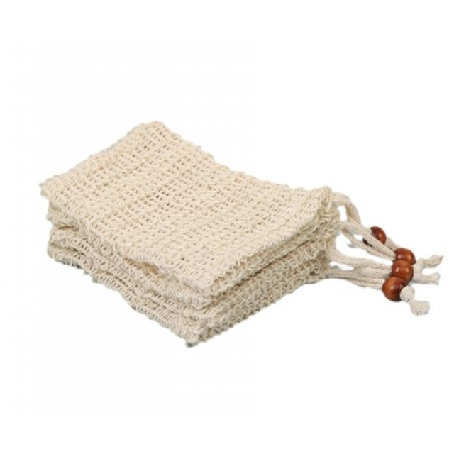 Lot de 4 Sachets de Savon Sisal, Sachets de Transport de Savon, Sisal, 14x9cm
