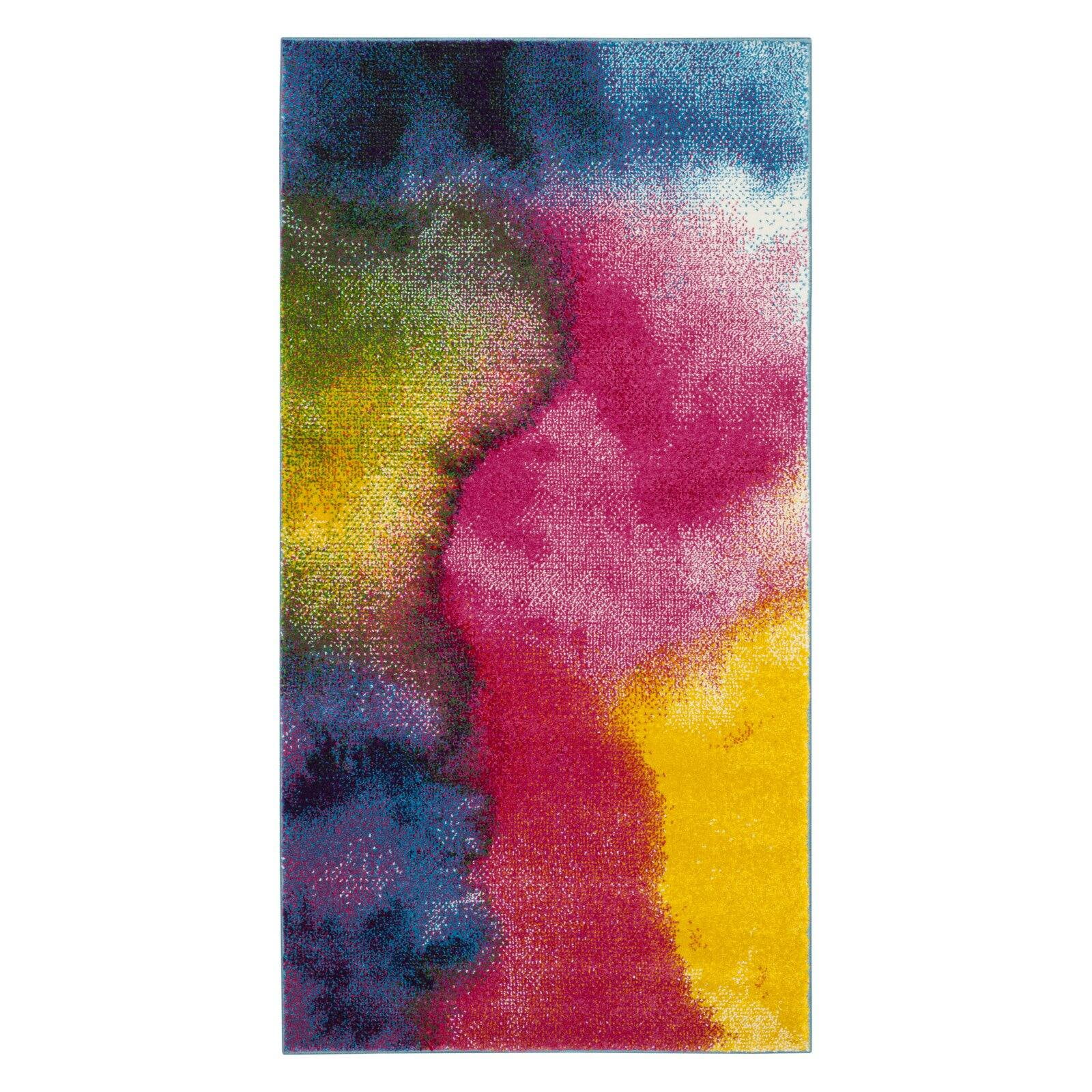 SAFAVIEH Watercolor Calista Abstract Colorful Area Rug, Green/Fuchsia ...