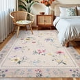 thumbnail image 6 of Garvee 5'x7' Floral Area Rug Modern Print Bordered Carpet, Washable Rug Non Slip Indoor Floor Mat for Living Room Bedroom Dining Room, Beige, 6 of 6