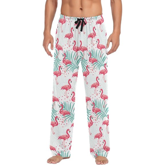GZHJMY Pink Flamingo Men's Pajama Pants, Soft and Comfortable Lounge Sleep Bottoms with Pockets, Men's Sleepwear with Custom Print, Large
