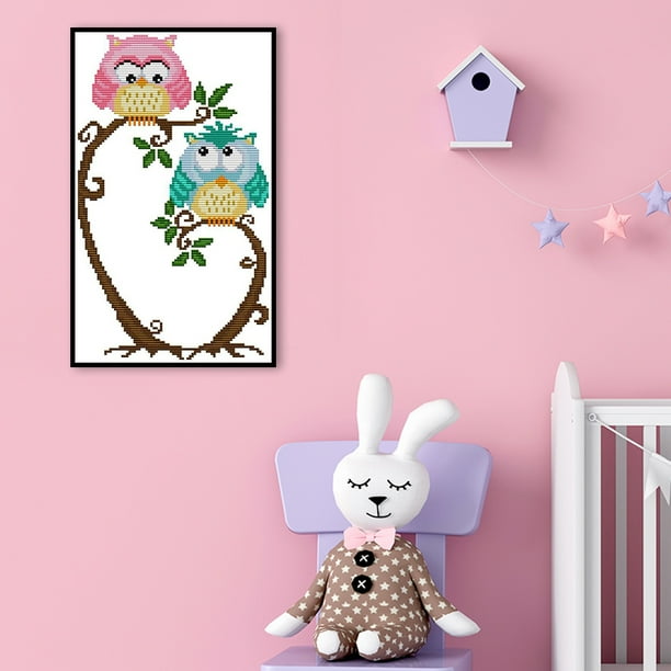 WOWDECOR - Kit De Punto De Cruz, Diseño De Búhos De Navidad, 11 Unidades, Con Sello DMC