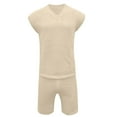 thumbnail image 3 of Bcfgryg Men's Summer Casual Sleeveless Open Knit V Neck Vest And Shorts Fashion Set Men’s 2-Piece Sets, 3 of 3