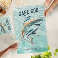 thumbnail image 5 of Lantern Press 1000 Piece Jigsaw Puzzle, Cape Cod, Massachusetts, Graphic Pastel, Great White Shark, 5 of 5