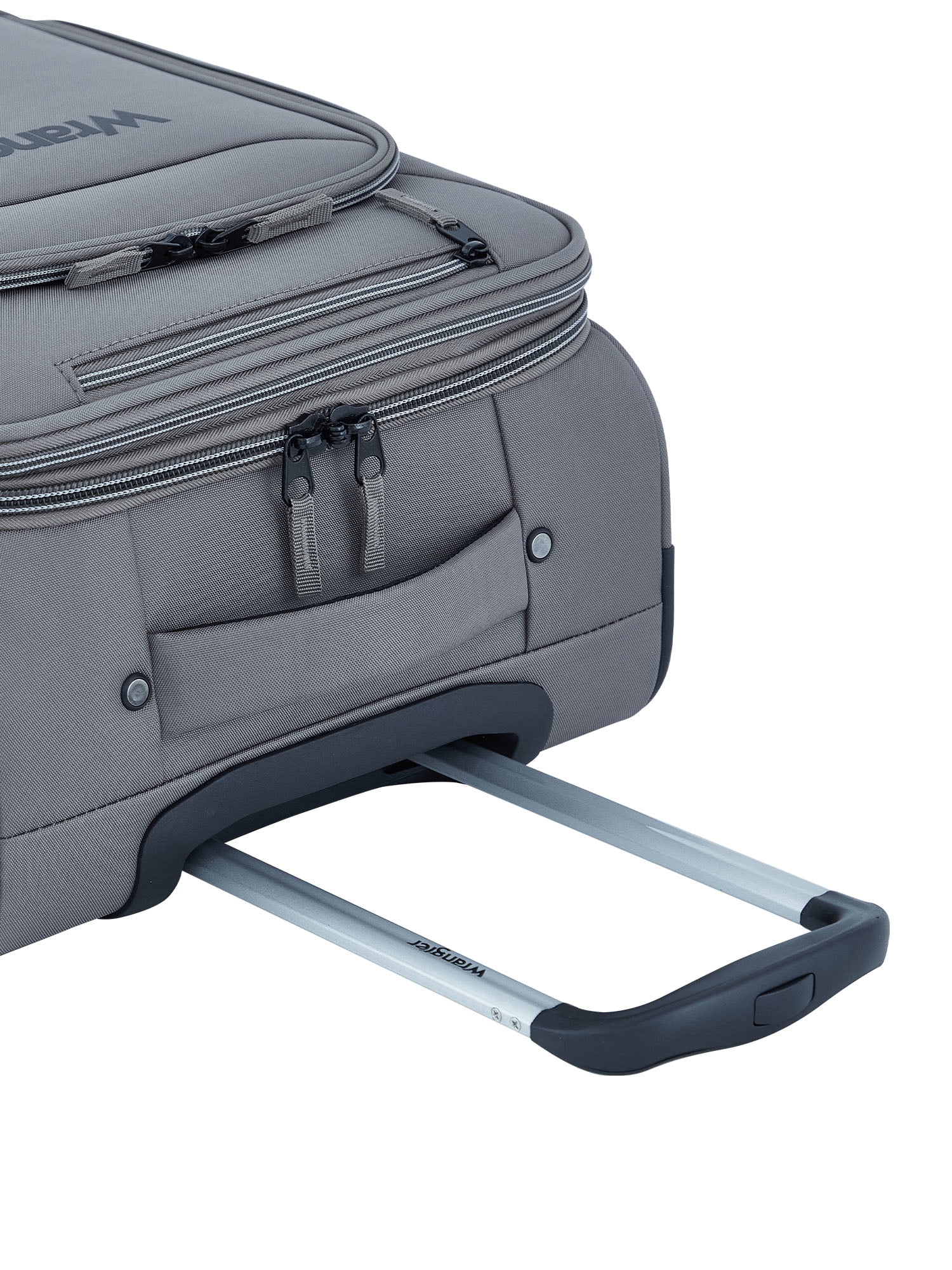 Wrangler 20-inch Soft-Side Expandable Rolling Carry-on with 8-Wheel Spinner System, Sharkskin Grey