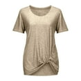 thumbnail image 5 of OSOLU O-Neck Short Sleeve Casual T-Shirt Tshirts Tee For Women With Knot Detail Solid Color Relaxed Fit Tops Trendy Dailywear, 5 of 5