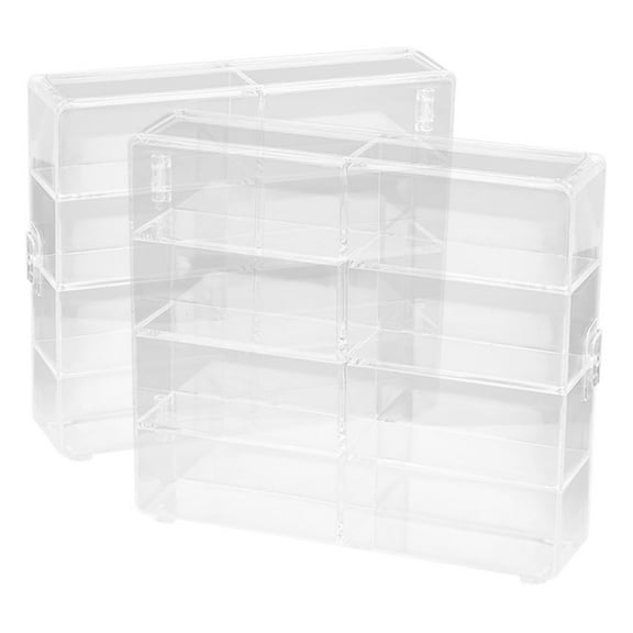 HOMEMAXS Transparent Acrylic Wall Mounted Display Case with Eight Compartments for Collectibles 2 Pieces