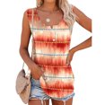 thumbnail image 1 of Camiseta sin mangas para mujer, cuello redondo, con botones, estampado de rayas, informal, camiseta sin mangas para el trabajo diario, 1 of 6