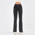 thumbnail image 5 of ZHOGXU Women's Jeans High Waist Solid Color Buttons Flare Stretchy Comfortable Denim Pants Trousers For Gym Casual Wear,Dark Gray,Xl, 5 of 9