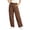 Brown, variant on Womens Multi Side Cargo Pocket Wide Leg Jogger Pants Adjustable Drawstring Elastic High Waist Convertible Cuffed Ankle Soft Wrinkle Resistant Woven Fabric Loose Fit Trousers