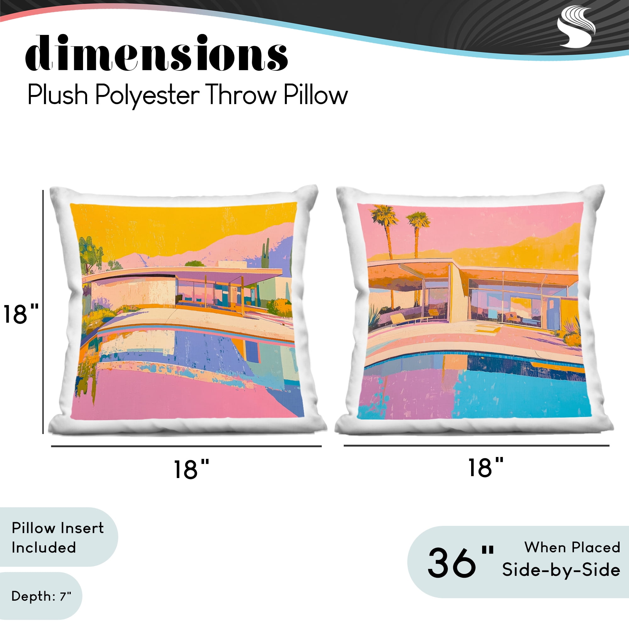 Stupell Industries Case Study Villa 2 Piece Decorative Printed Throw Pillow Set, design by Walker Noble