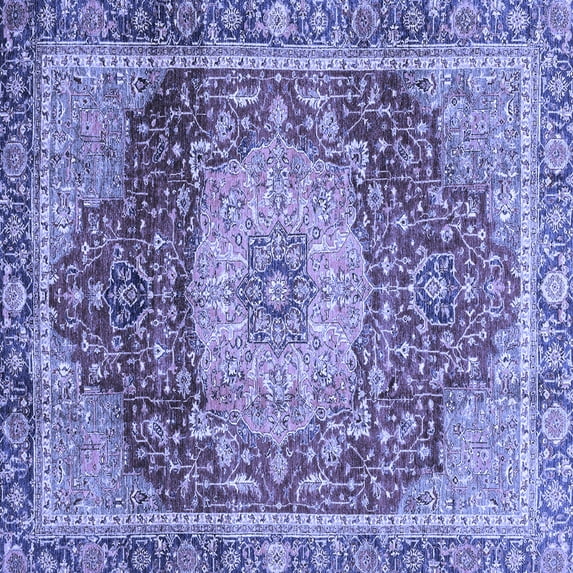 Ahgly Company Machine Washable Indoor Square Persian Blue Traditional Area Rugs, 4' Square
