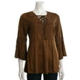 thumbnail image 3 of Ryu: Lace Detail Faux Suede Top, Camel, 3 of 4