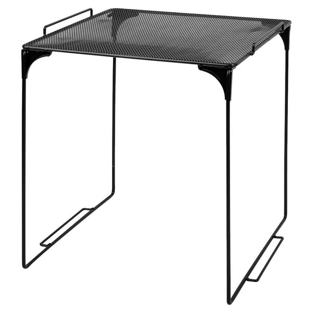 ColoMX Organizador de estantes de malla plegable, gabinete de baño apilable, estante de almacenamiento debajo del fregadero, estante de almacenamiento para el hogar, cocina y escuela, gimnasio, negro
