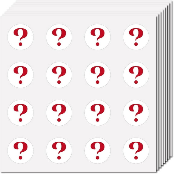 128Pcs 8 Sheets Question Mark Decal Waterproof Round Stickers Self Adhesive Dot Plastic Craft Decor Sign Sticker Decals