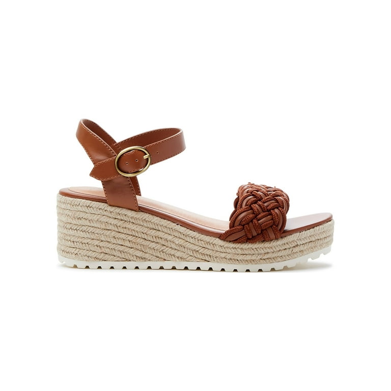 Time and Tru Women's Braided Wedge Sandals (Wide Width Available