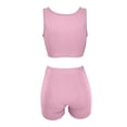 thumbnail image 6 of Arlun Women's 2 Piece Outfits Sleeveless Square Neck Crop Top High Welt Bodycon Shorts Set Y2k Solid Color Stretchy Slim Fitted Summer Matching Sets for Yoga Fitness Wear Pink XL, 6 of 6