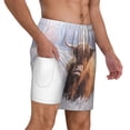 thumbnail image 3 of Picia Cow pattern Mens Swim Trunks with Compression Liner Stretch Beach Shorts Quick Dry with Zipper Pockets No-Chafing Board Shorts-Small, 3 of 9