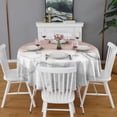 thumbnail image 2 of Pink Glitter White Marble Pattern Round Tablecloth 60"x60",Wrinkle Wipeable Table Cloth for Kitchen Dining Room Picnic Patio Party, 2 of 6