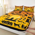 thumbnail image 4 of Manfei Cartoon Halloween Bed Sheets,Pumpkin With Bat Spider Web Full Size Sheets,4pcs,1 Flat Sheet,1 Fitted Sheet and 2 Pillowcases, 4 of 6