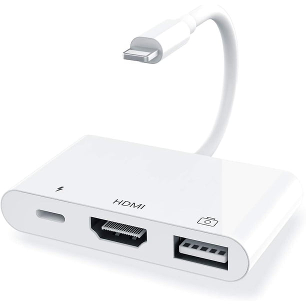 Adaptador de cámara USB 3 en 1 con adaptador HDMI Av Digital de 1080p + divisor de carga, compatible con unidad Flash USB, teclado Midi y ratón
