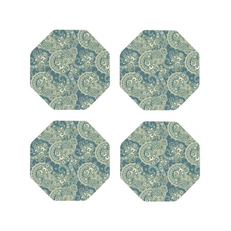 

Leather Coasters with Heat-resistant for Drinks Paisley Green -标题2 Octagon