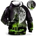 thumbnail image 3 of Sudadera con capucha divertida para hombre con estampado 3D de Divine Beast Green Dragon, estilo neutro, informal, de talla grande, 3 of 5