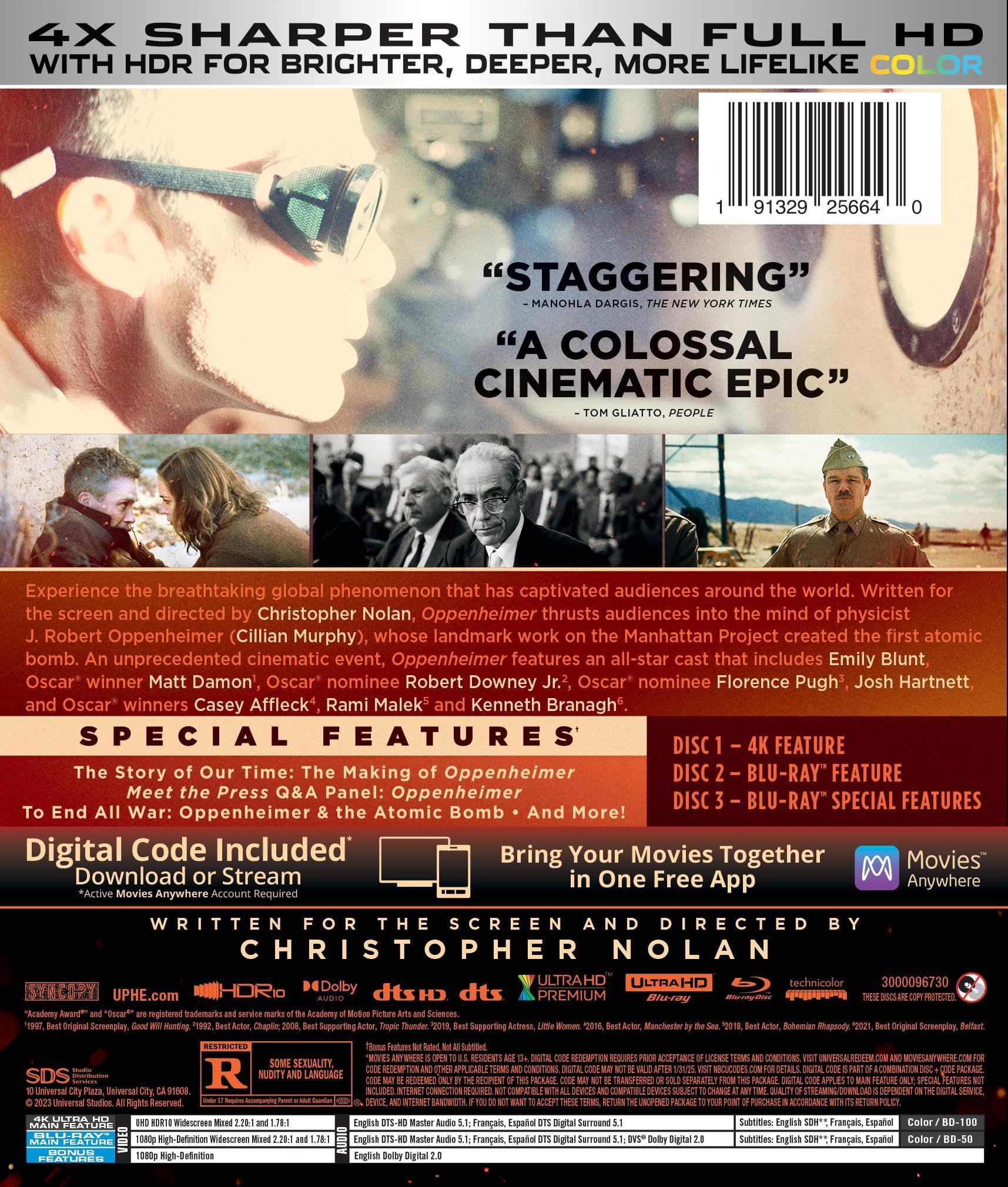 Oppenheimer (4K Ultra HD + Blu-ray + Bonus Blu-ray + Digital Copy) - BRAND  NEW 191329253120