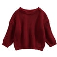 thumbnail image 1 of Faithtur Chandail Tricoté Automne Hiver pour Bébés Filles Garçons Couleur Unie Manches Longues Col Rond, 1 of 2