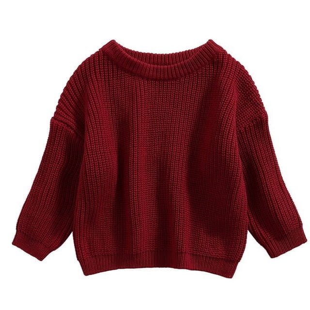 Faithtur Chandail Tricoté Automne Hiver pour Bébés Filles Garçons Couleur Unie Manches Longues Col Rond