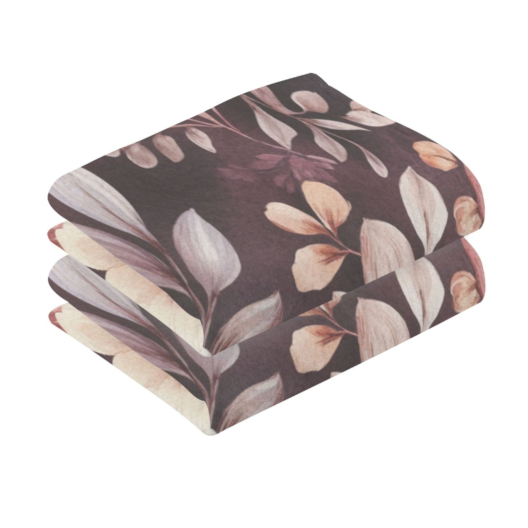 Cotton Towel Two-Piece 16x28 Inch One Sizex2 Face Towel Set Towel Set Cotton Hand Bath Towel Bathroom Beach Vibrant Maroon Flowers