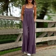 thumbnail image 3 of Gytharion Plus Size Cotton Linen Jumpsuits for Women Adjustable Straps Wide-leg Overalls Solid Color Fashion Casual Rompers, 3 of 7