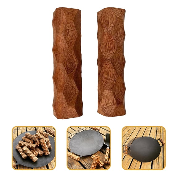 ETHZZLE Anti-Scald Walnut Wood Pot Handle Cover for Home Cooking 1Pair