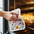 thumbnail image 3 of Floral Pot Holders for Kitchen Heatproof Potholder, 4 Pack Red Yellow Pink Blue Flower Purple Lavender Leaf Hot Pads Multipurpose Oven Pads Cloth Potholders Trivet for Cooking and Baking, 3 of 8